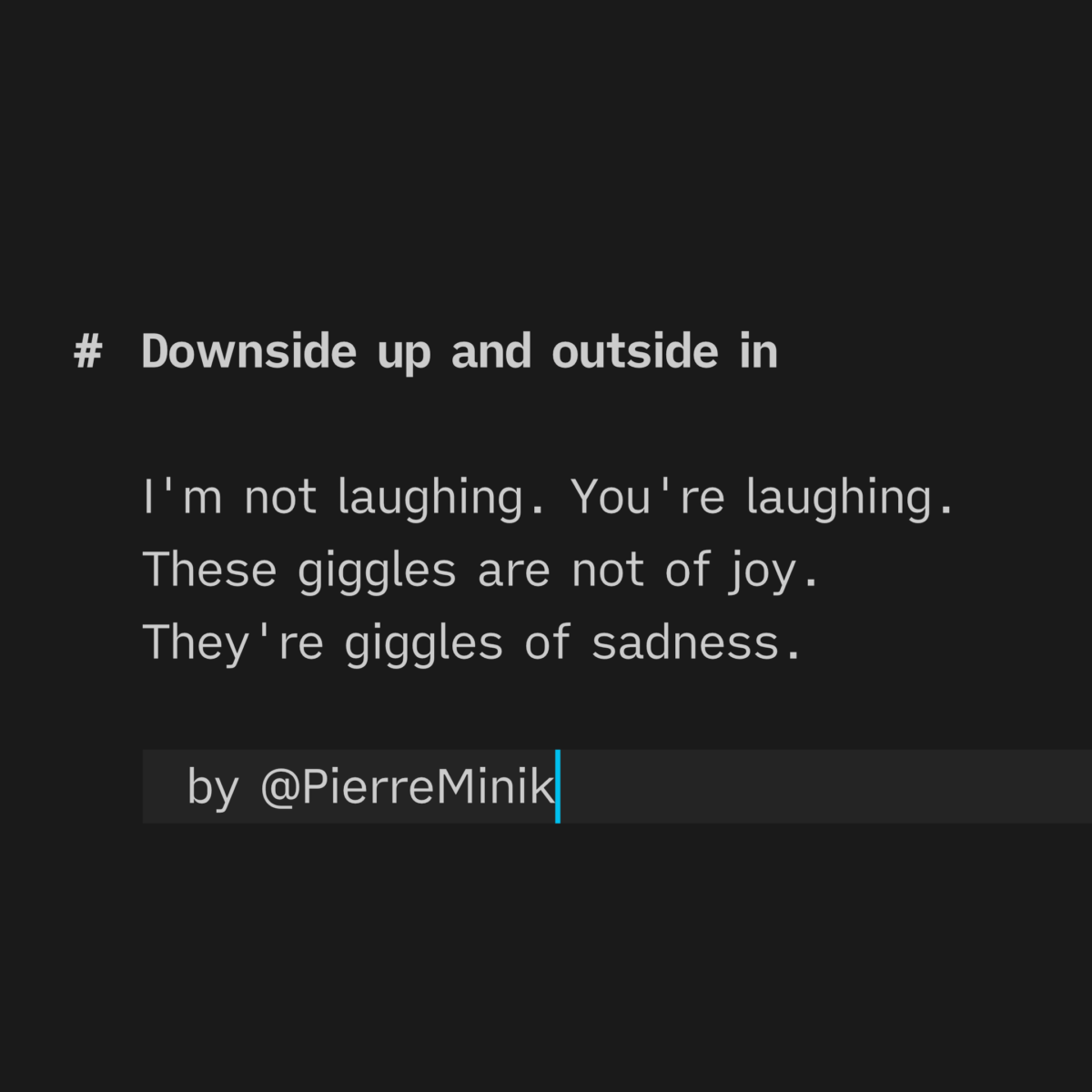 Poem by Pierre Minik. Text embedded within the content post.